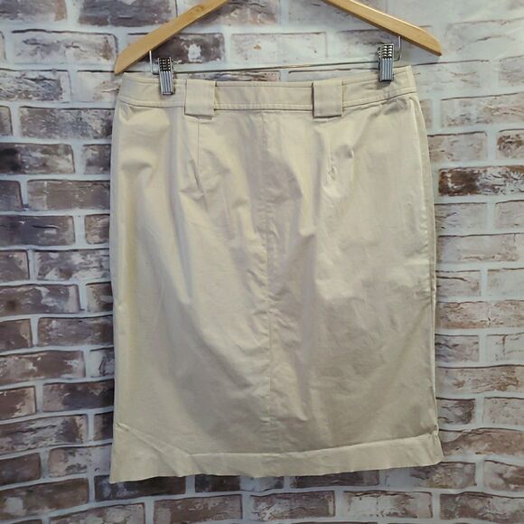Brooks Brothers Skirt 10 Beige Button Front Knee Length Pockets - Picture 6 of 11